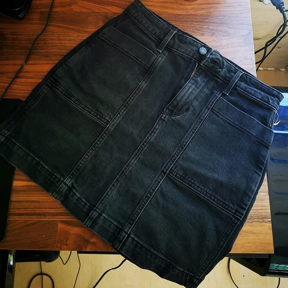 Black Denim Mini Skirt - Picture 1 of 5